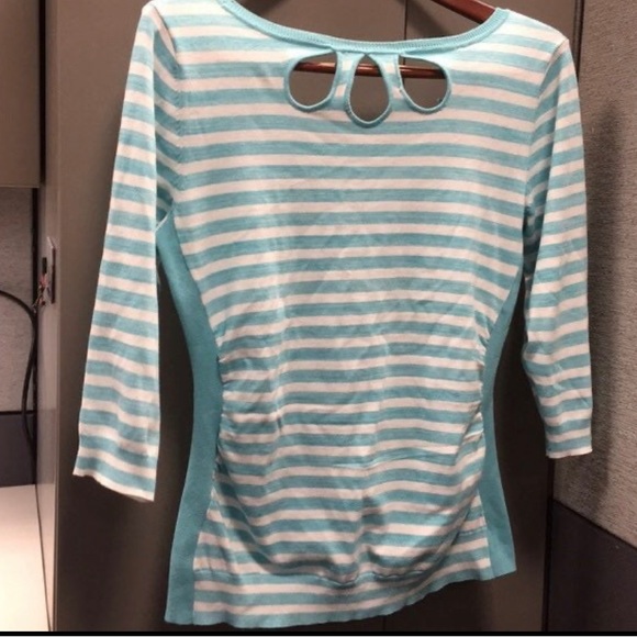 NWT Maurices XL Teal / White Striped Knit Sweater - Picture 3 of 5